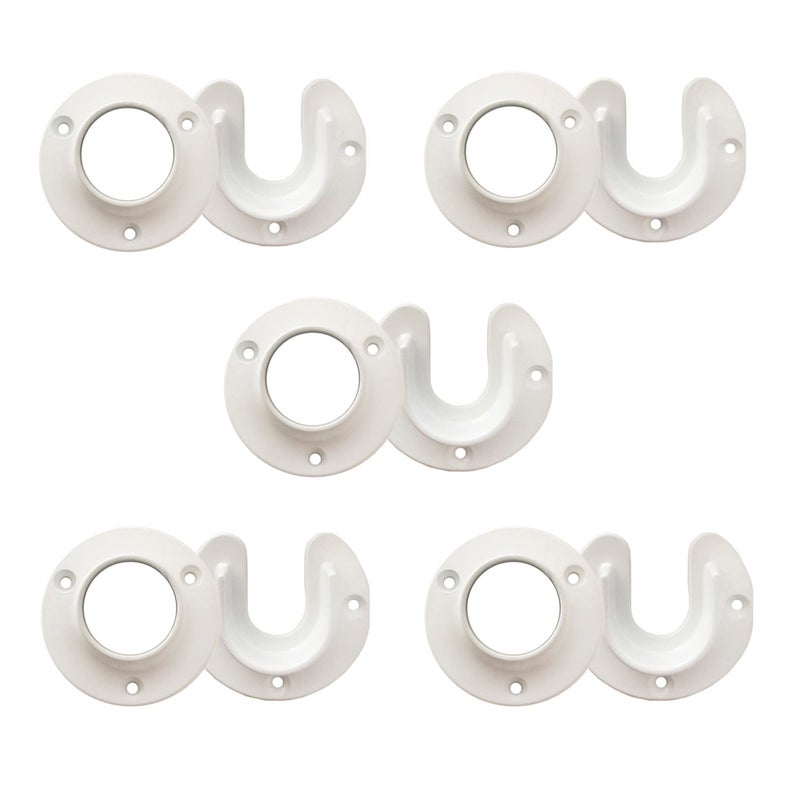 Design House Closet Rod Brackets, Fits Standard Closet Rods, Durable, White, 5-Pack Closet Rod Support Sockets, 2.75 in. Diameter x 0.88 in.W, 182717 - Image 1